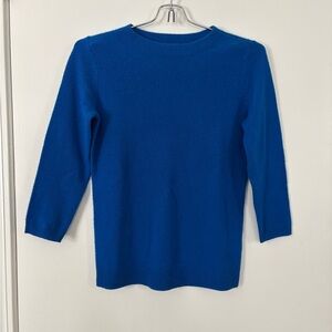 100% Cashmere Women’s Talbots Royal Blue 3/4 Sleeve Sweater Size XS